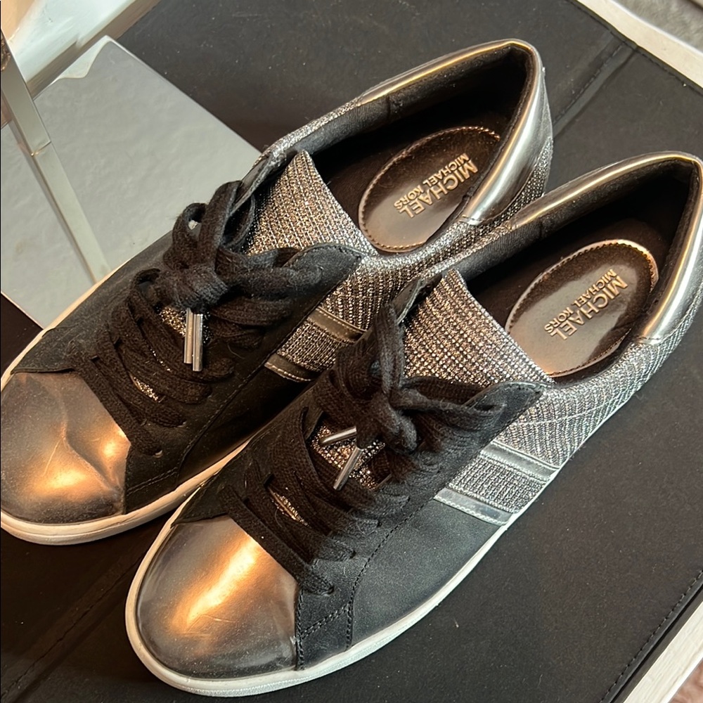 Michael Kors Women's Black and Silver Sneakers